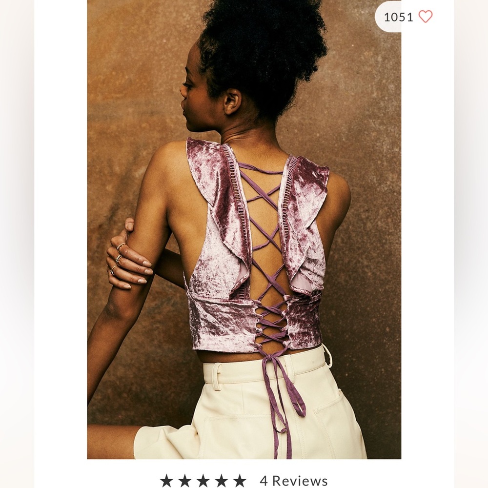 Free people Lillian velvet lace up tank